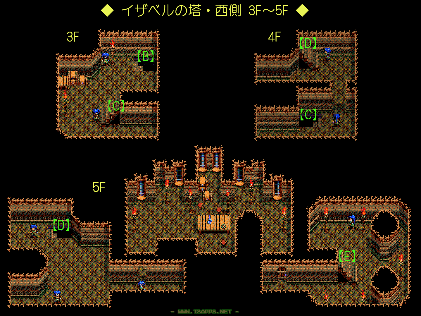 イザベルの塔・西側3F～5F マップ