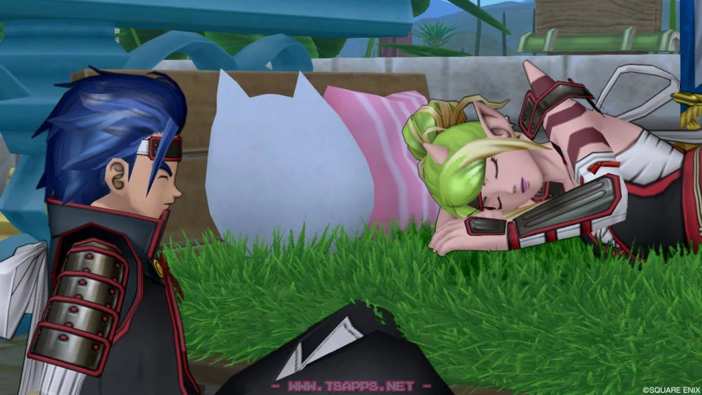 疲れて眠るミラスタちゃんを見つめる