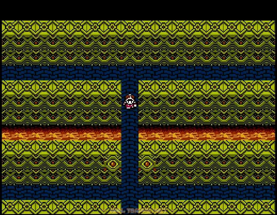 次の画面では分岐を南へ進んで東西の通路へ