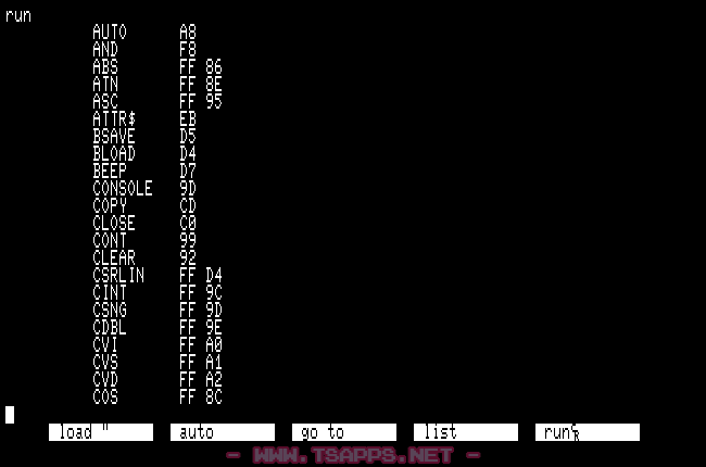 各命令と対応するコードがわかる