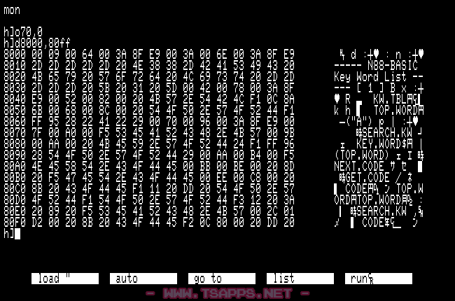 メモリ上のプログラムを見てみると確認できた