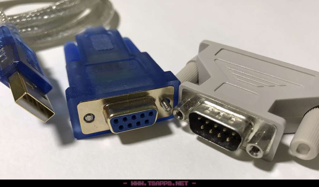 USB-RS232Cケーブルと25pin変換アダプタで実機と接続
