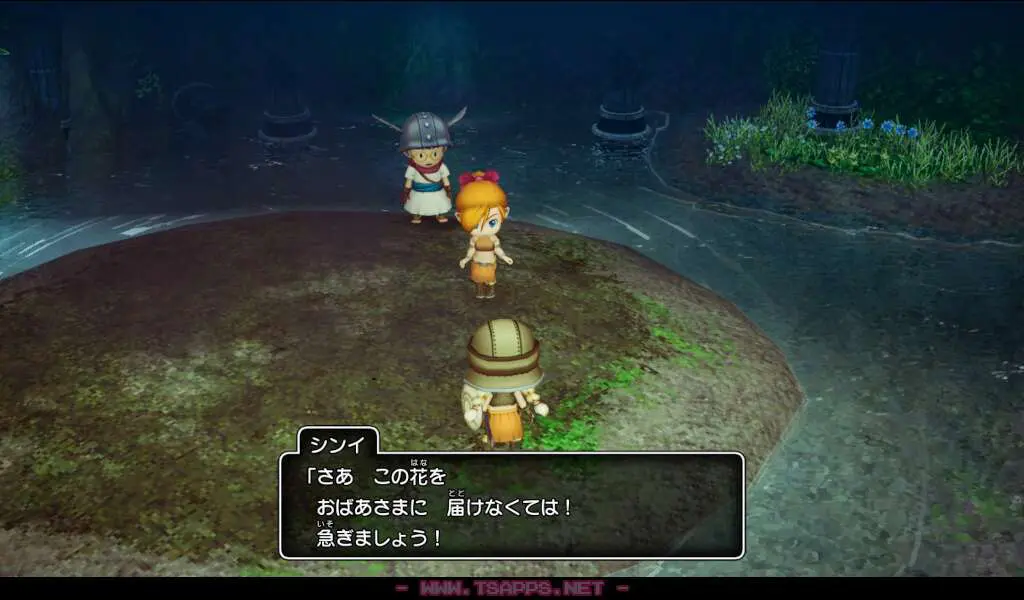 手に入れたテンスの花を持って村へ！