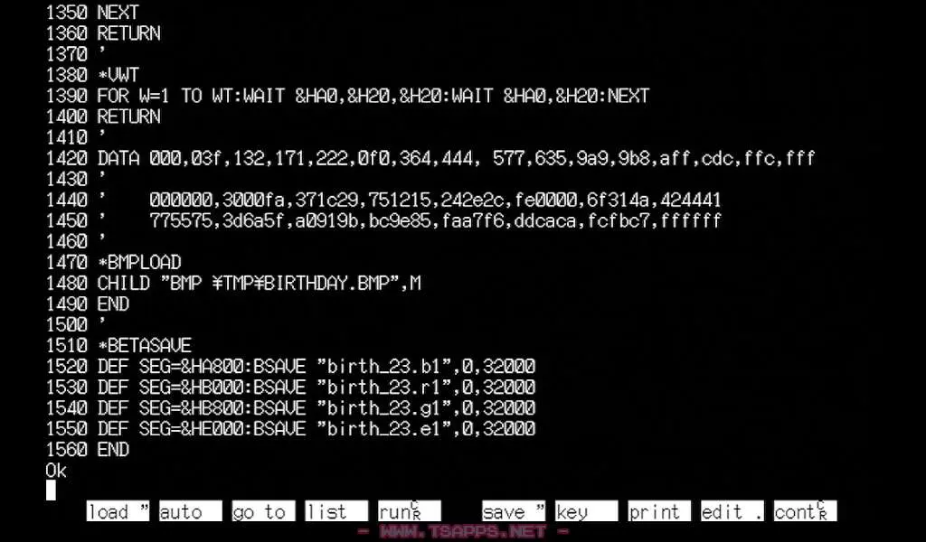 BASICからCHILD命令で画像読み込み、BSAVEでVRAMを保存