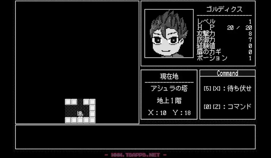 ゲーム画面をモノクロにするとこのようになります。