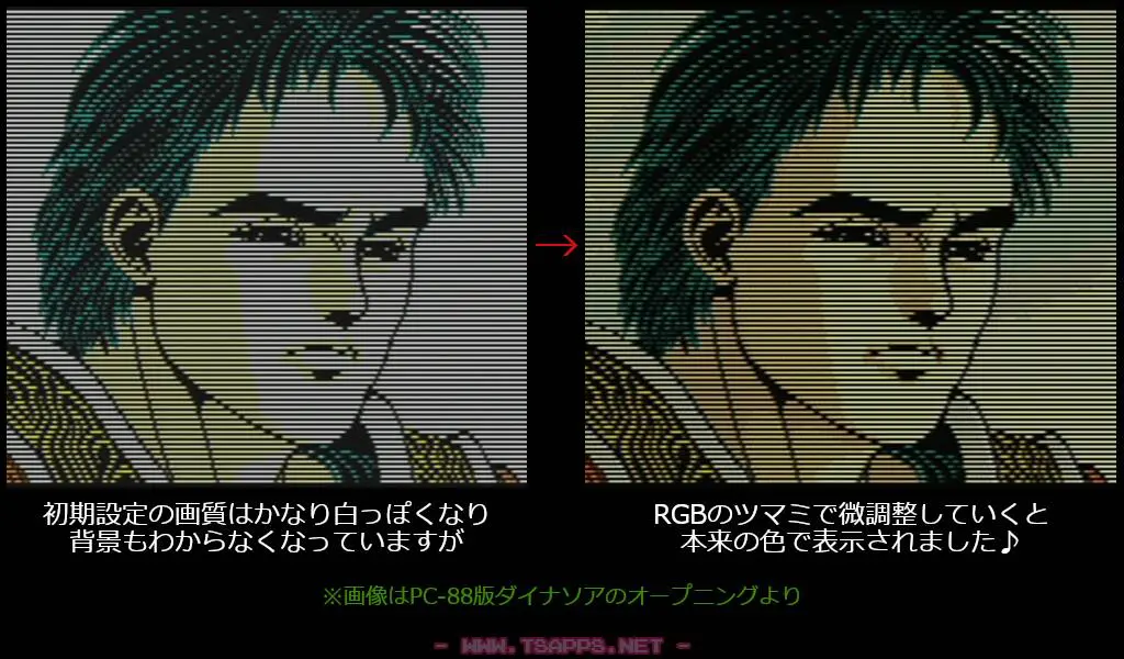 PC-88版ダイナソアの画面で画質チェック